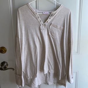 Pink Lily Long Sleeve Henley style shirt. Size Large. Only work twice.